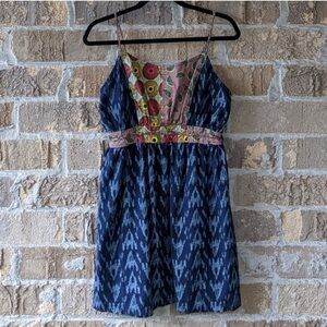 Element Dress Summer Boho Hippie Dress Blue Large